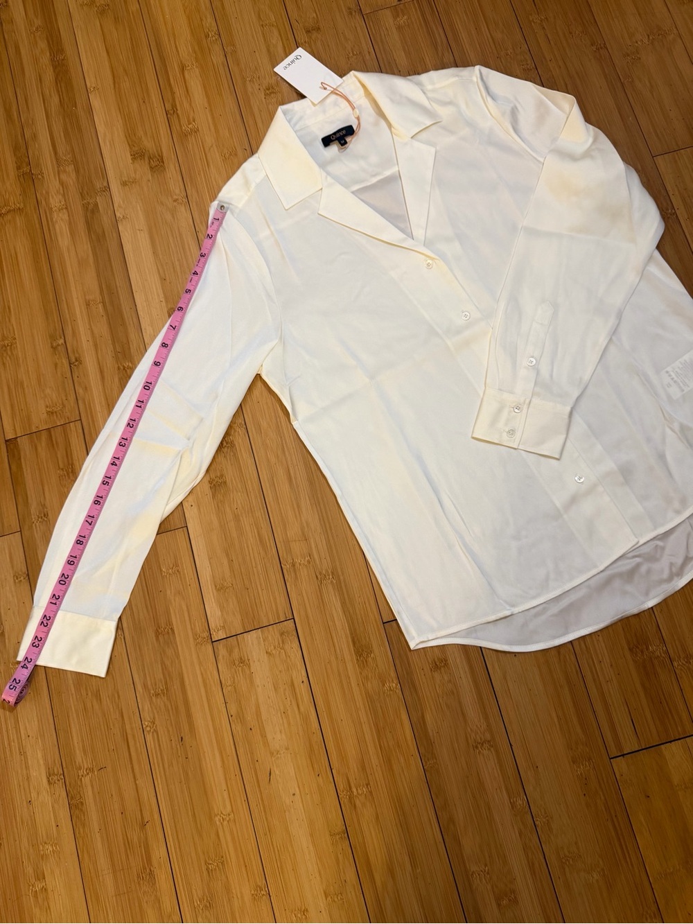 NWT Quince Mulberry Washable Silk Blouse In Ivory Size M - Picture 12 of 13